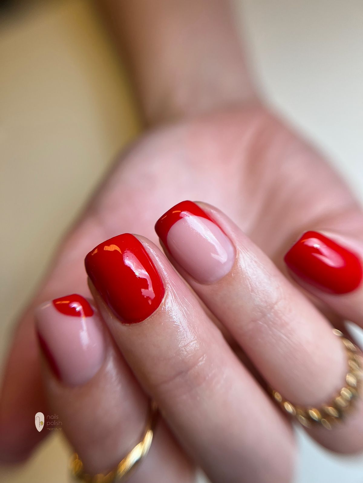Rode french op naturel nagels